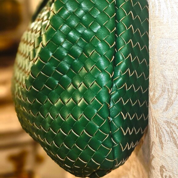 NWT intrecciato Melie Bianco Brigitte emerald green knotted vegan hobo bag - Picture 5 of 13